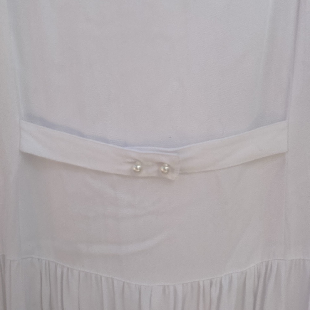 Vintage Plus Size Western Dress White Size 16 Lace Long Sleeve Pearl Button FLAW - Picture 11 of 13